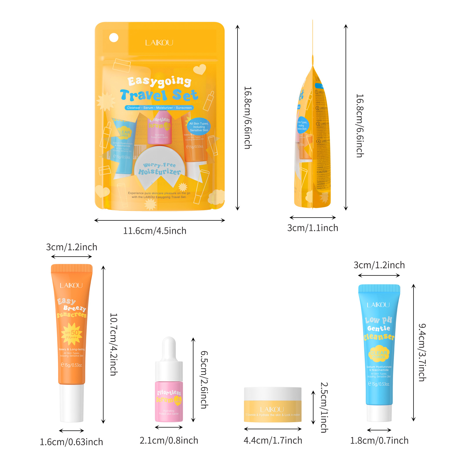4PCS Laikou Ceramide ชุดเดินทา - Hyaluronic Acid Facial Serum บทวิจารณ์และราคา